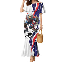 Custom United States Ice Hockey Go Champions Family Matching Mermaid Dress and Hawaiian Shirt Team USA Eagle Mascot Style