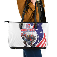 Custom United States Ice Hockey Go Champions Leather Tote Bag Team USA Eagle Mascot Style