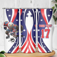 Custom United States Ice Hockey Go Champions Skinny Tumbler Team USA Eagle Mascot Style