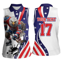 Custom United States Ice Hockey Go Champions Women Sleeveless Polo Shirt Team USA Eagle Mascot Style