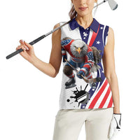 Custom United States Ice Hockey Go Champions Women Sleeveless Polo Shirt Team USA Eagle Mascot Style