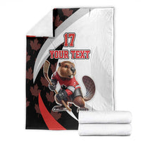 Custom Canada Ice Hockey Go Champions Blanket Team Canada Beaver Mascot Style