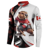 Custom Canada Ice Hockey Go Champions Button Sweatshirt Team Canada Beaver Mascot Style