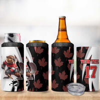 Custom Canada Ice Hockey Go Champions 4 in 1 Can Cooler Tumbler Team Canada Beaver Mascot Style