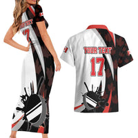 Custom Canada Ice Hockey Go Champions Couples Matching Short Sleeve Bodycon Dress and Hawaiian Shirt Team Canada Beaver Mascot Style