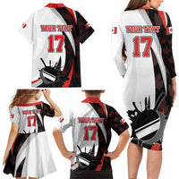 Custom Canada Ice Hockey Go Champions Family Matching Long Sleeve Bodycon Dress and Hawaiian Shirt Team Canada Beaver Mascot Style