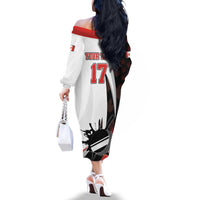 Custom Canada Ice Hockey Go Champions Family Matching Off The Shoulder Long Sleeve Dress and Hawaiian Shirt Team Canada Beaver Mascot Style