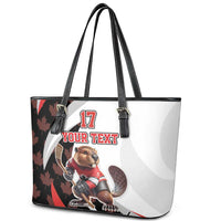 Custom Canada Ice Hockey Go Champions Leather Tote Bag Team Canada Beaver Mascot Style