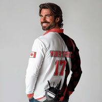 Custom Canada Ice Hockey Go Champions Long Sleeve Polo Shirt Team Canada Beaver Mascot Style