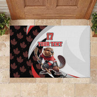 Custom Canada Ice Hockey Go Champions Rubber Doormat Team Canada Beaver Mascot Style