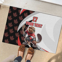 Custom Canada Ice Hockey Go Champions Rubber Doormat Team Canada Beaver Mascot Style