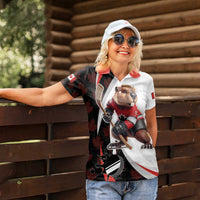 Custom Canada Ice Hockey Go Champions Women Polo Shirt Team Canada Beaver Mascot Style