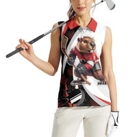 Custom Canada Ice Hockey Go Champions Women Sleeveless Polo Shirt Team Canada Beaver Mascot Style