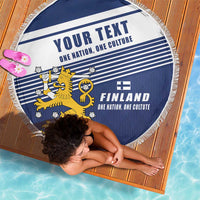 Personalized Finland One Nation One Culture Beach Blanket A Crowned Lion with Flag