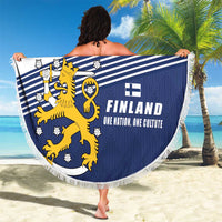 Personalized Finland One Nation One Culture Beach Blanket A Crowned Lion with Flag