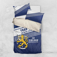 Personalized Finland One Nation One Culture Bedding Set A Crowned Lion with Flag