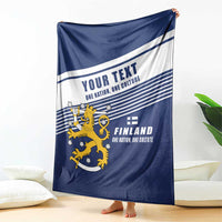 Personalized Finland One Nation One Culture Blanket A Crowned Lion with Flag