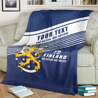Personalized Finland One Nation One Culture Blanket A Crowned Lion with Flag