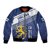 Personalized Finland One Nation One Culture Bomber Jacket A Crowned Lion with Flag
