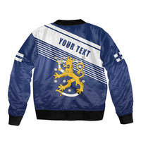 Personalized Finland One Nation One Culture Bomber Jacket A Crowned Lion with Flag