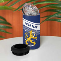 Personalized Finland One Nation One Culture 4 in 1 Can Cooler Tumbler A Crowned Lion with Flag
