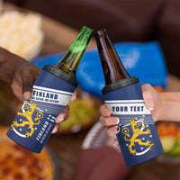 Personalized Finland One Nation One Culture 4 in 1 Can Cooler Tumbler A Crowned Lion with Flag