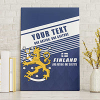 Personalized Finland One Nation One Culture Canvas Wall Art A Crowned Lion with Flag