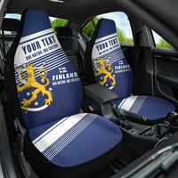Personalized Finland One Nation One Culture Car Seat Cover A Crowned Lion with Flag