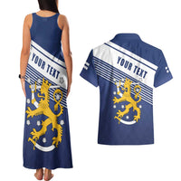 Personalized Finland One Nation One Culture Couples Matching Tank Maxi Dress and Hawaiian Shirt A Crowned Lion with Flag