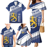 Personalized Finland One Nation One Culture Family Matching Mermaid Dress and Hawaiian Shirt A Crowned Lion with Flag