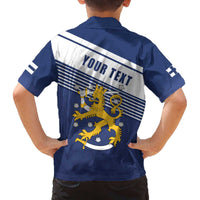 Personalized Finland One Nation One Culture Family Matching Off The Shoulder Long Sleeve Dress and Hawaiian Shirt A Crowned Lion with Flag