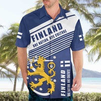 Personalized Finland One Nation One Culture Hawaiian Shirt A Crowned Lion with Flag