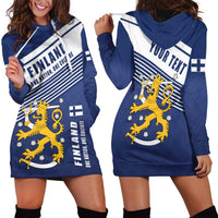 Personalized Finland One Nation One Culture Hoodie Dress A Crowned Lion with Flag