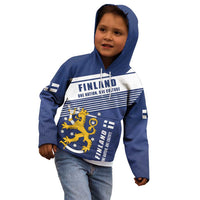 Personalized Finland One Nation One Culture Kid Hoodie A Crowned Lion with Flag