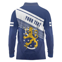 Personalized Finland One Nation One Culture Long Sleeve Polo Shirt A Crowned Lion with Flag
