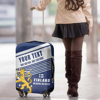 Personalized Finland One Nation One Culture Luggage Cover A Crowned Lion with Flag