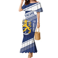 Personalized Finland One Nation One Culture Mermaid Dress A Crowned Lion with Flag