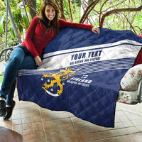 Personalized Finland One Nation One Culture Quilt A Crowned Lion with Flag