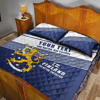 Personalized Finland One Nation One Culture Quilt Bed Set A Crowned Lion with Flag