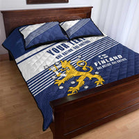 Personalized Finland One Nation One Culture Quilt Bed Set A Crowned Lion with Flag
