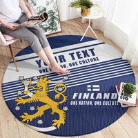 Personalized Finland One Nation One Culture Round Carpet A Crowned Lion with Flag
