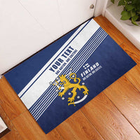 Personalized Finland One Nation One Culture Rubber Doormat A Crowned Lion with Flag