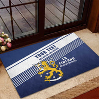 Personalized Finland One Nation One Culture Rubber Doormat A Crowned Lion with Flag
