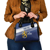Personalized Finland One Nation One Culture Shoulder Handbag A Crowned Lion with Flag
