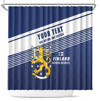 Personalized Finland One Nation One Culture Shower Curtain A Crowned Lion with Flag