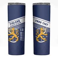Personalized Finland One Nation One Culture Skinny Tumbler A Crowned Lion with Flag