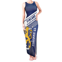 Personalized Finland One Nation One Culture Tank Maxi Dress A Crowned Lion with Flag