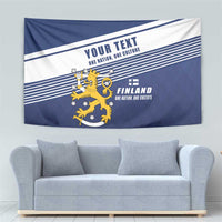 Personalized Finland One Nation One Culture Tapestry A Crowned Lion with Flag