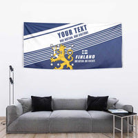 Personalized Finland One Nation One Culture Tapestry A Crowned Lion with Flag