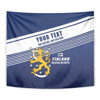 Personalized Finland One Nation One Culture Tapestry A Crowned Lion with Flag
